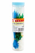 Набор стяжек нейлоновых 100, 150, 200 мм, цветные, НХ-1, тубус 200 шт. REXANT