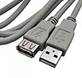 Кабель шт. USB-A – гн. USB-A, 2,4А, 3м, ПВХ, серый REXANT